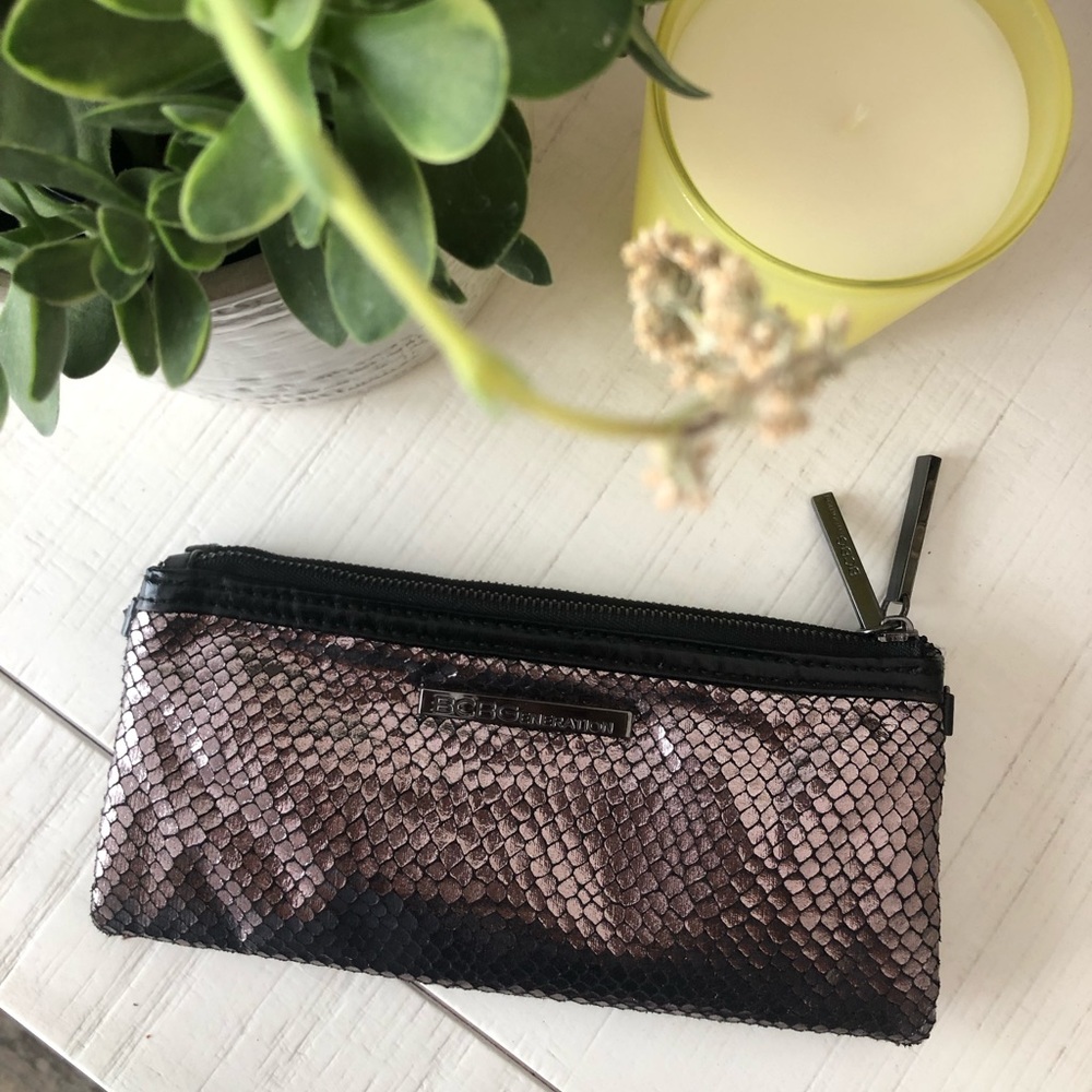 BCBGeneration Fold-Over Metallic Clutch with Removable Strap